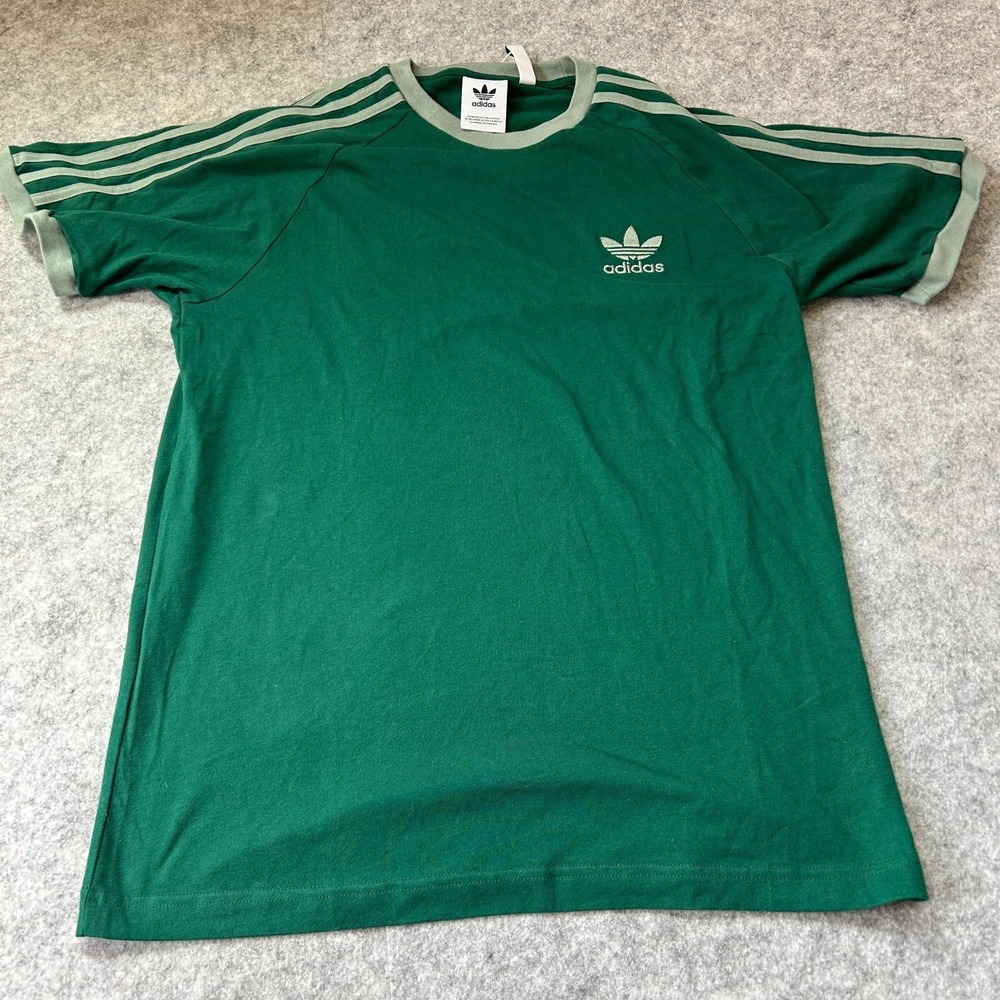 Adidas Original 3-Stripe Short Sleeve Tee Size M Collegiate Green - New w Tags